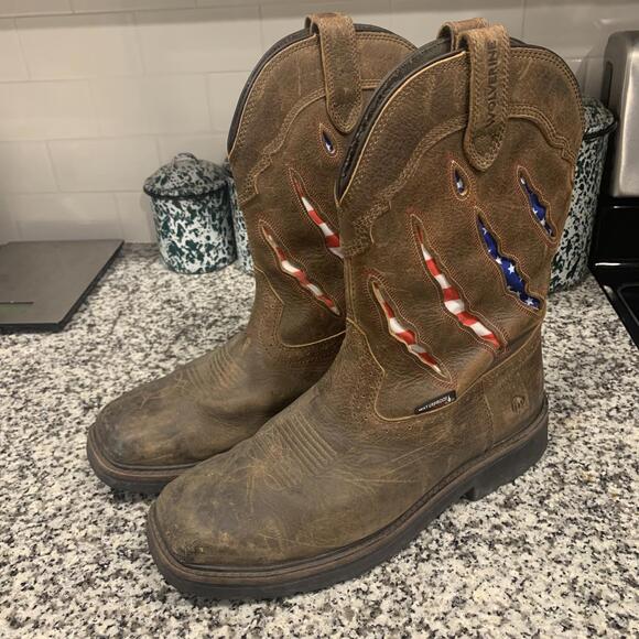 Wolverine Boots Mens Size 10.5‎ Waterproof American Flag Pull On Work Western - Picture 1 of 16